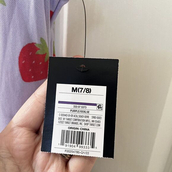 Art Class Purple Strawberry Dress Ruched Sides Girls Size Medium 7-8 NWT - Picture 7 of 10